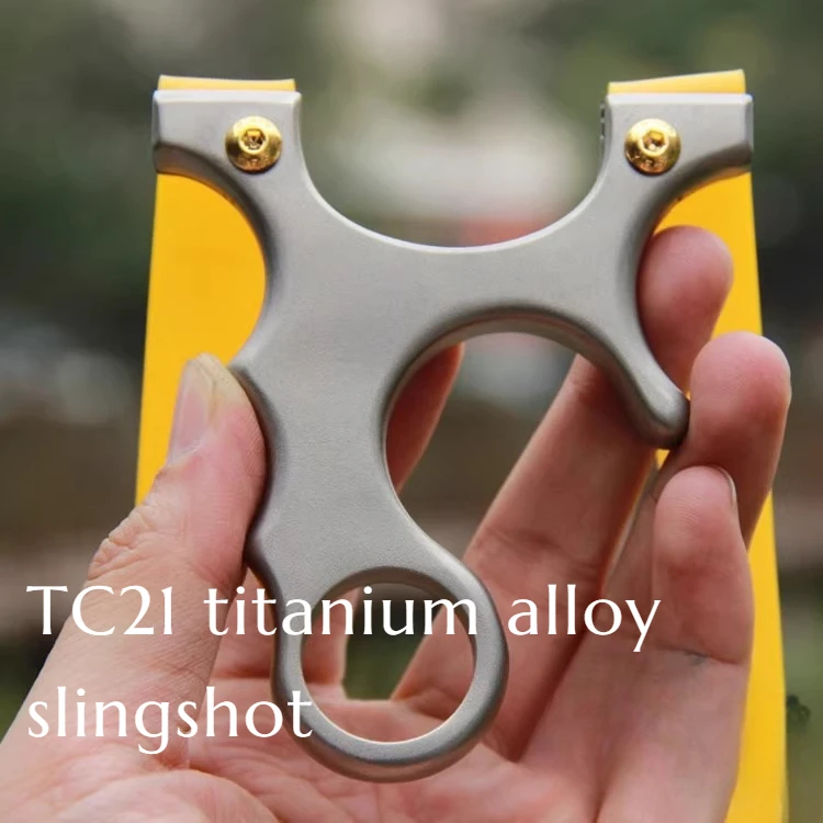 

TC21 Titanium Alloy Slingshot Is A High-end Precise Flat-leather Quick-press Pocket Slingshot for Outdoor Camping and Hunting