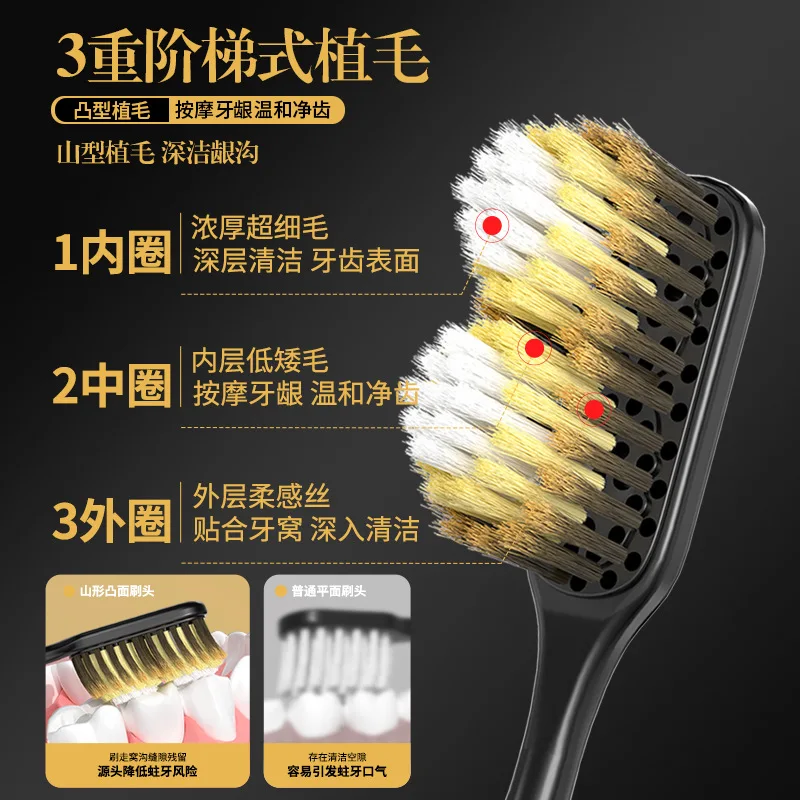 Changtoushan style soft bristled men's toothbrush gift box is non slip suitable for deep oral cleaning by families and travelers