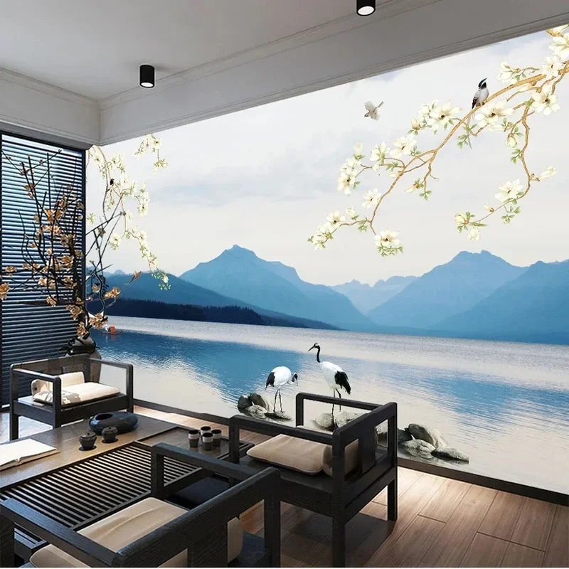 

Custom 3D Photo Wallpaper New Chinese Simple And Elegant Flower And Bird Landscape Background For Bedroom Walls Papel De Parede