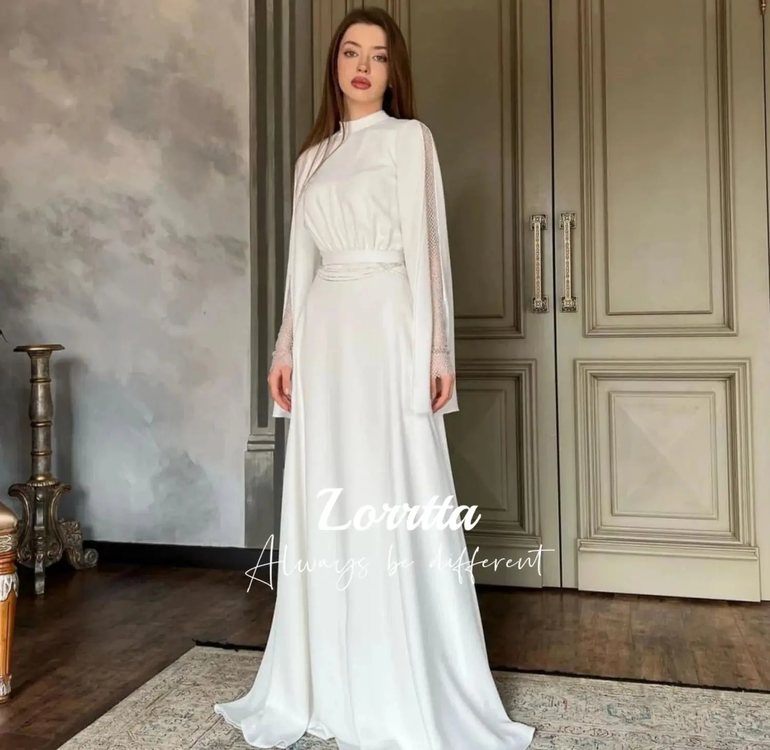 Abito semplice Grace maniche glitterate Abiti bianchi da festa per feste danzanti Robe De Soiree Femmes Abito da sera formale personalizzato