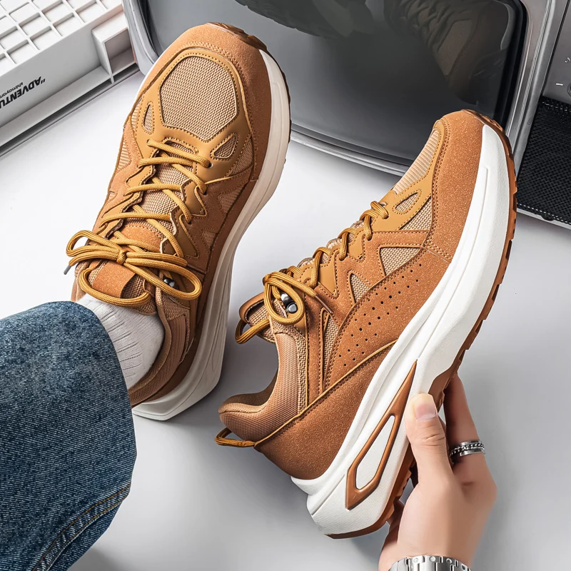 

Autumn Men Shoes Fashion Casual Sneakers Outdoor Comfortable Sports Running Shoes Leather Lace-up Zapatillas De Deporte