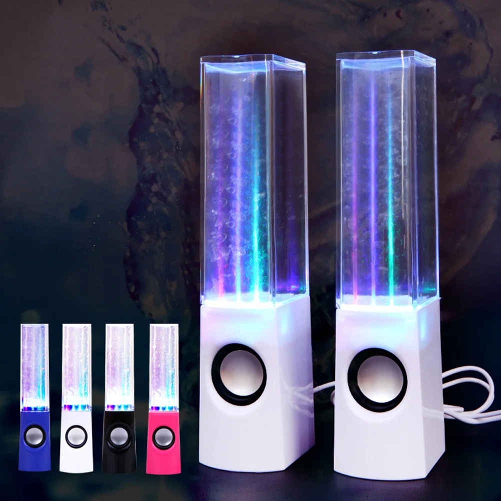 White Colorful LED Fountain Speaker Mini Music Light Show Speaker for Smartphone Laptop Party Relaxation Office Clear Sound