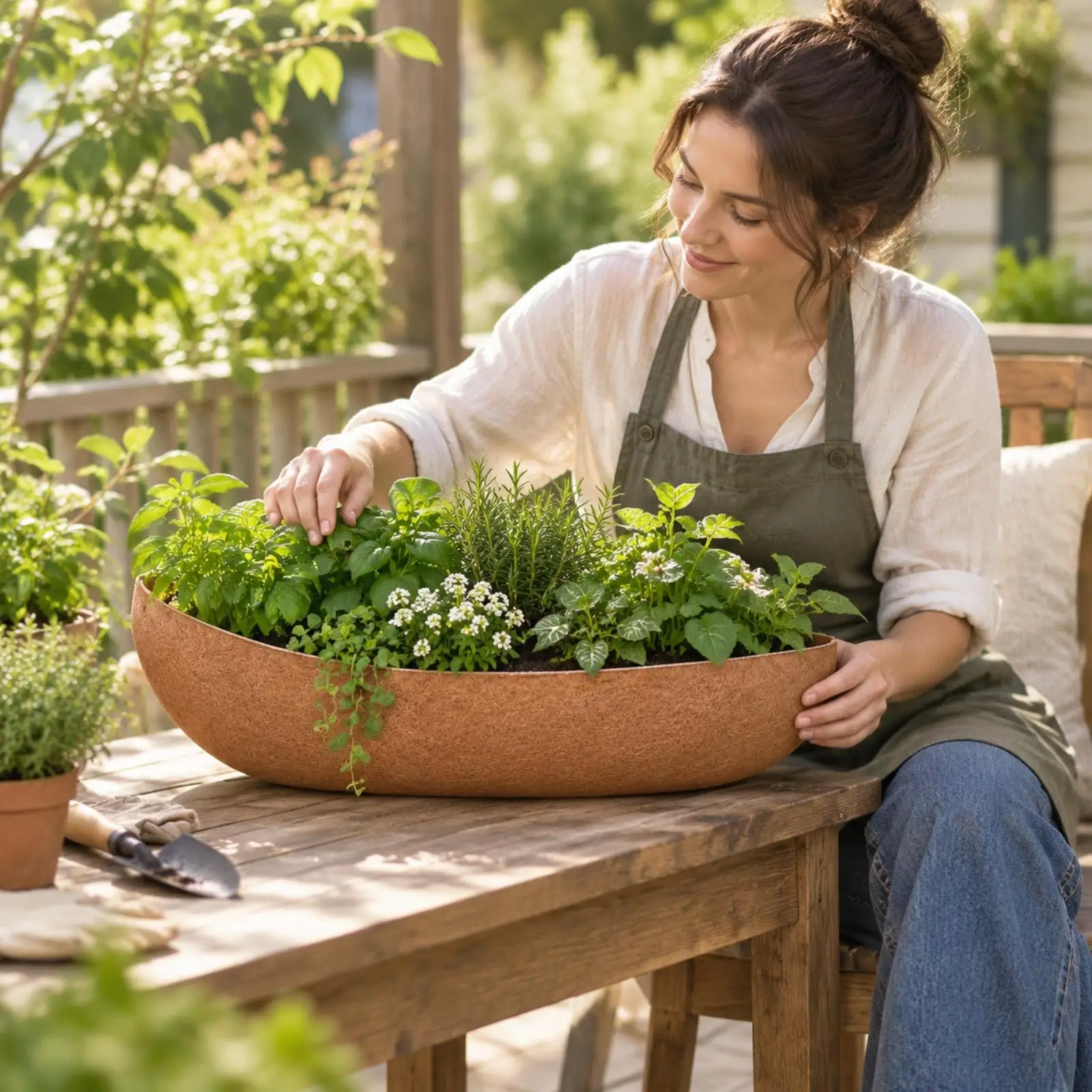 Garden Felt Planter Insert for Hanging Baskets with Drainage for Vegetables Shallow Root Plants