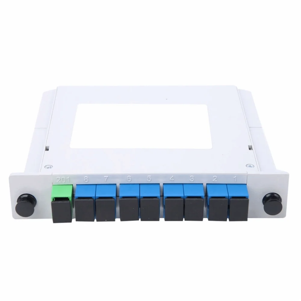 1x8 Fiber Optic Splitter Singlemode SC/UPC PLC Splitter Cassette Cassette Type Uniformly Distributed Optical Power Splitter