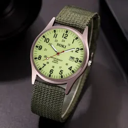 Fashion Mens Watches Luminous Hands Clock Luxury Military Sports Calendar Quartz Wristwatch Men Casual Nylon Watch Reloj Hombre