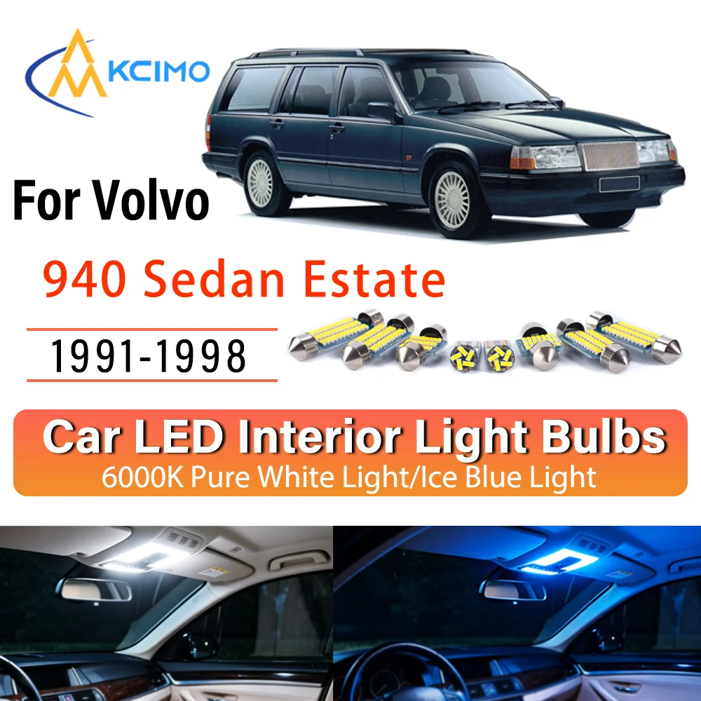 For Volvo	940 Sedan Estate 1991-1998 Persistent Glow LED Interior Light Kit Replacement Dome Map Trunk Cabin Lamps Upgrade