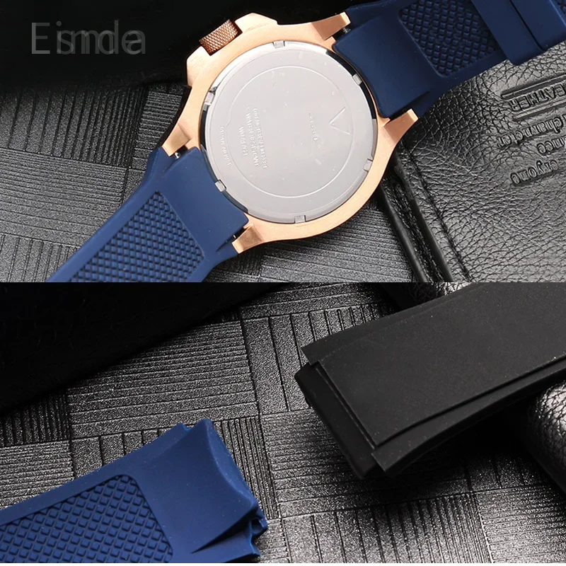 Blue High Quality Solid Stainless Steel Buckle for Guess W0247g3 0040g3 1049g2 Sports Silicone Convex Interface Watch Strap