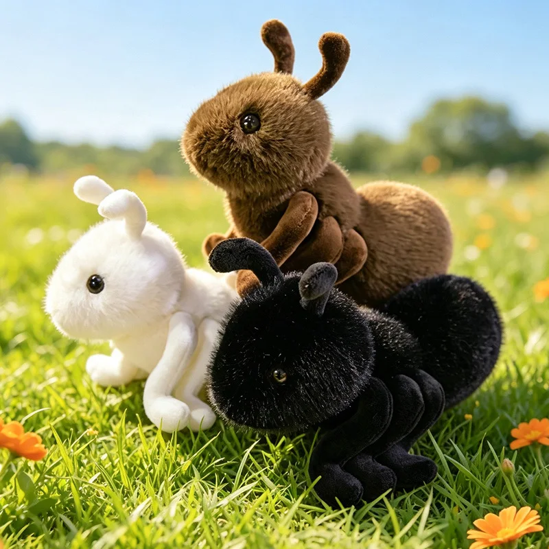 Cute Fuzzy Spider Plush Toy Soft Insect Stuffed Animal Doll Kawaii Ant Plushie Halloween Home Decor Birthday Gift for Kids