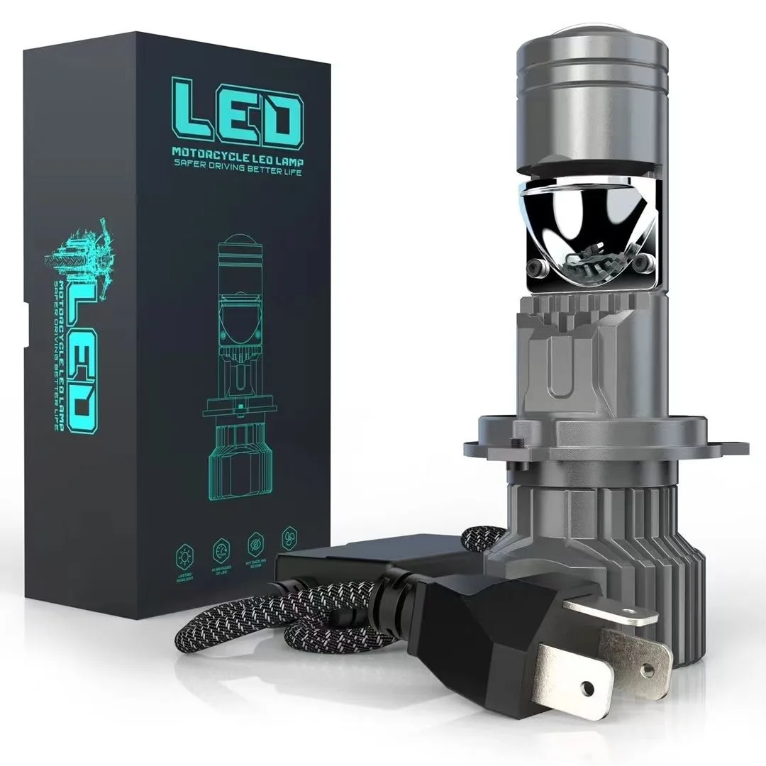 Mini H4 Bi LED Projector Lens 12V 75W 6000K 7500LM Hi Lo Beam for Motorcycle Car Headlight