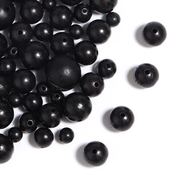 30-100pcs/lot Natural Black Wood Beads Round Loose Spacer Bead for Jewelry Making DIY Bracelet Beaded Accessories