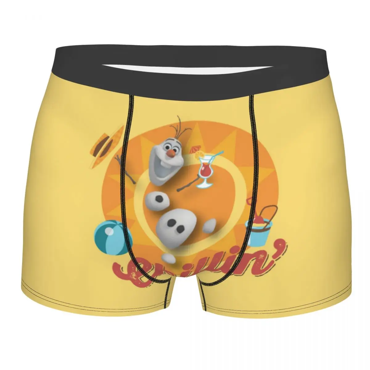 

Custom Male Fashion Frozen Olaf Chillin' In Orange Circle Underwear Boxer Briefs Breathable Shorts Panties Underpants
