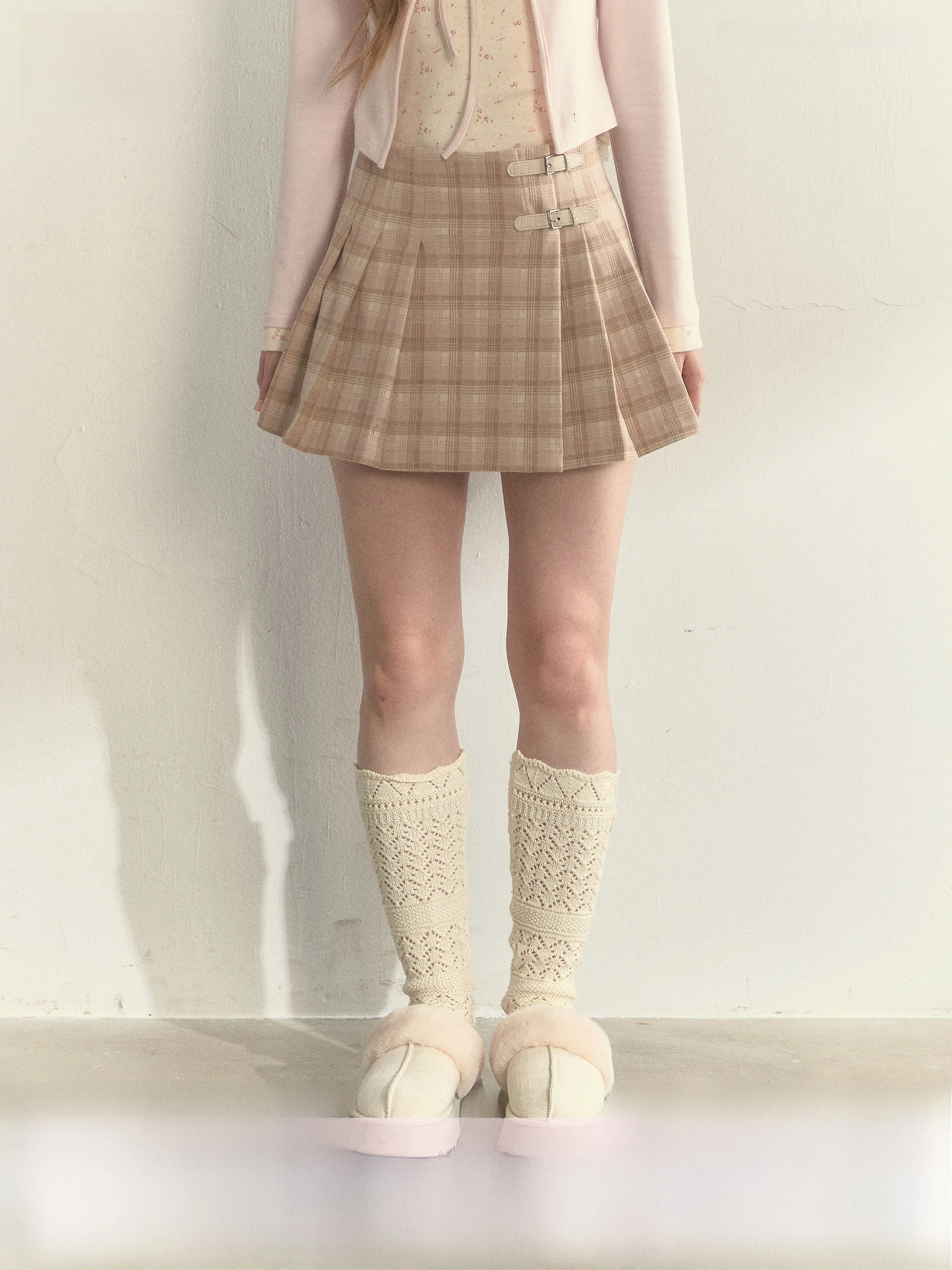SunsetPark Retro One-Piece Plaid Brown Polka Dot Skirt Secret Yearring Vintage Style Women's  Skirt Polyester Fiber