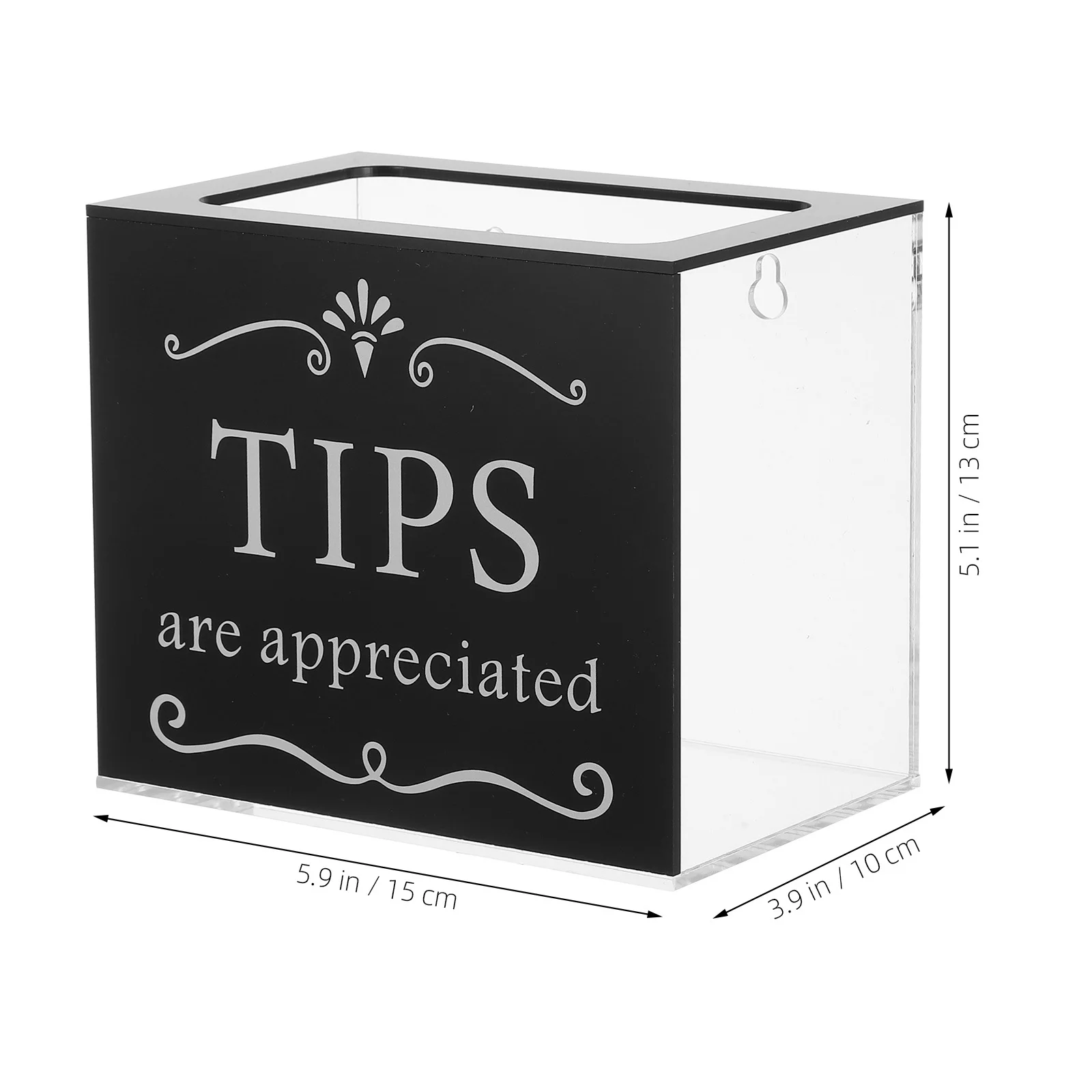 Acrylic Suggestion Box Clear Black Rectangular Tip Jar Cash Raffle Donation Money Collection Office Desk Accessories