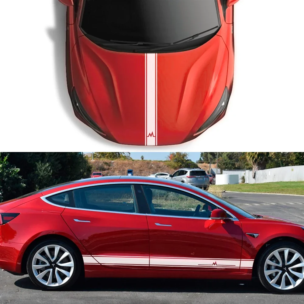 3 шт., длинные виниловые наклейки на дверь автомобиля Tesla Model 3 S X P100D