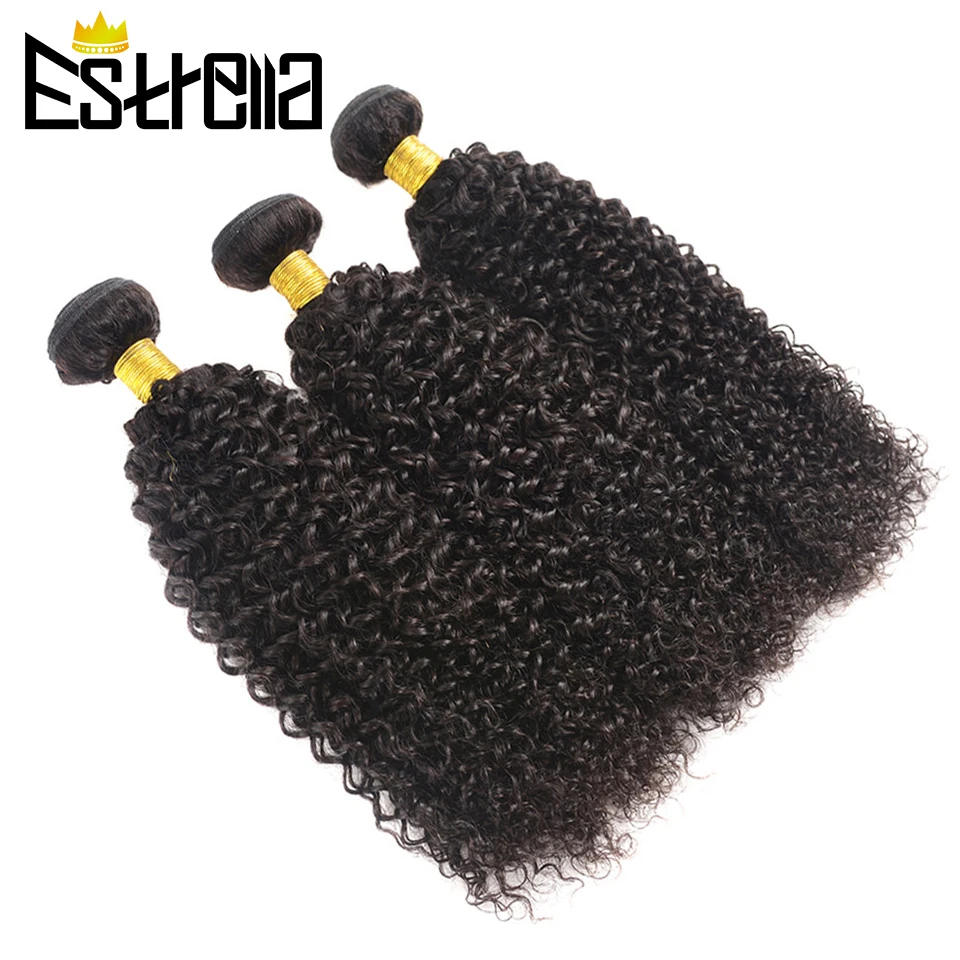 5Pcs 24inch Human Hair Bundles Kinky Curly Human Hair Bundles Deal Peruvian Human Hair Weave Bundles For Women Hair Extensions