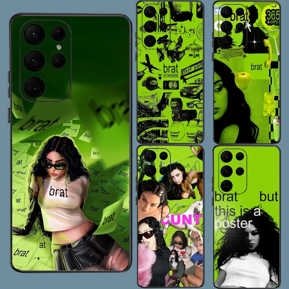 Singer C-Charli XCX BRAT Phone Case For Samsung Galaxy A52 A12 A51 S21 Edge S22ULTRA S23 S20LITE Plus Ultra Black Cover