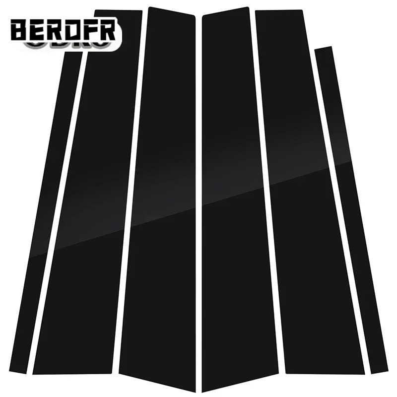 

6 шт., наклейки на оконную стойку автомобиля, крышка B C, наклейки на колонку, накладка на боковую дверную панель, декор, глянцевый черный, подходит для Skoda Fabia 2007-2014