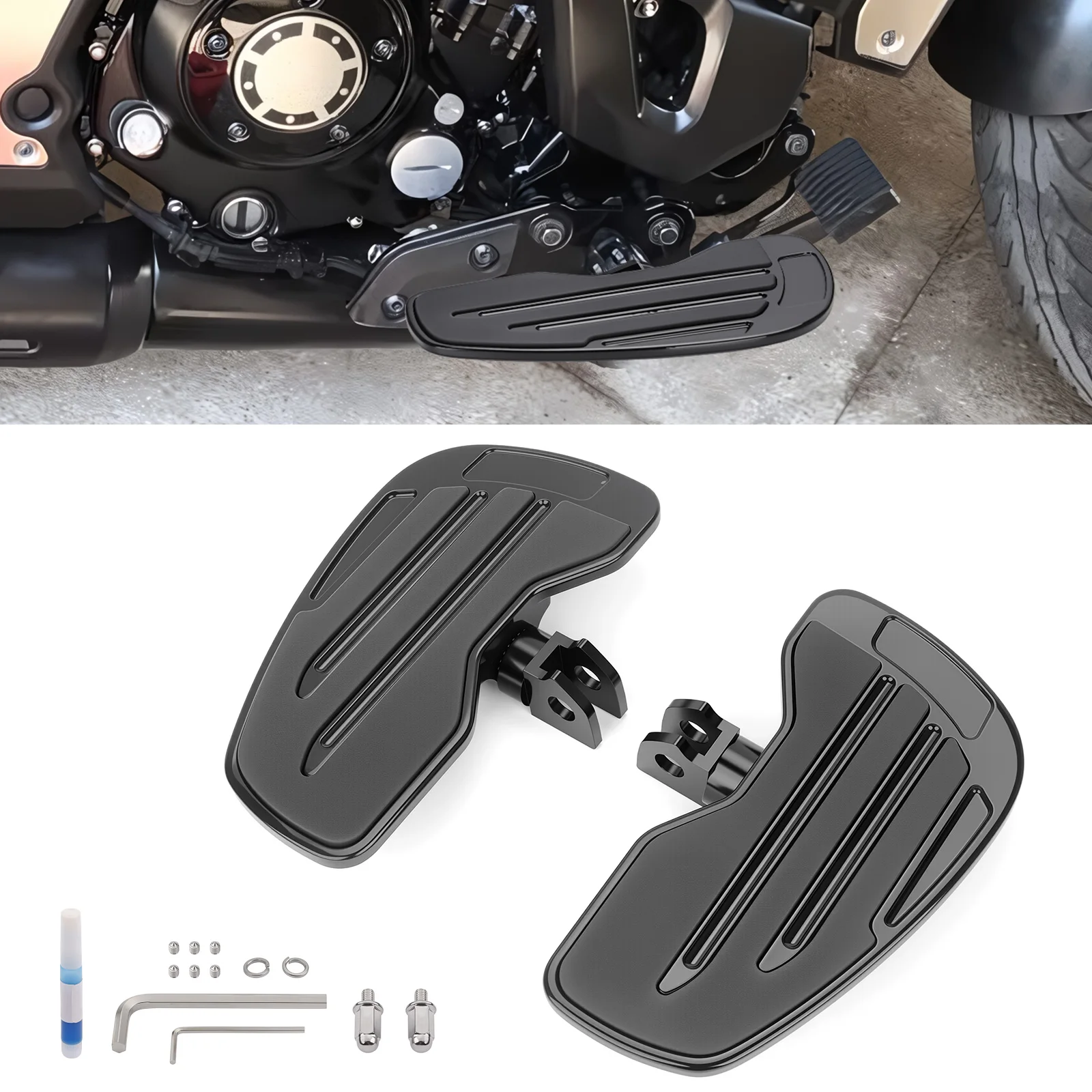 

For Kawasaki Vulcan S650 EN650 VN650 2015-2025 Motorcycle Footpegs Front Driver Wide Footboard 360 Degrees Angle Adjustment