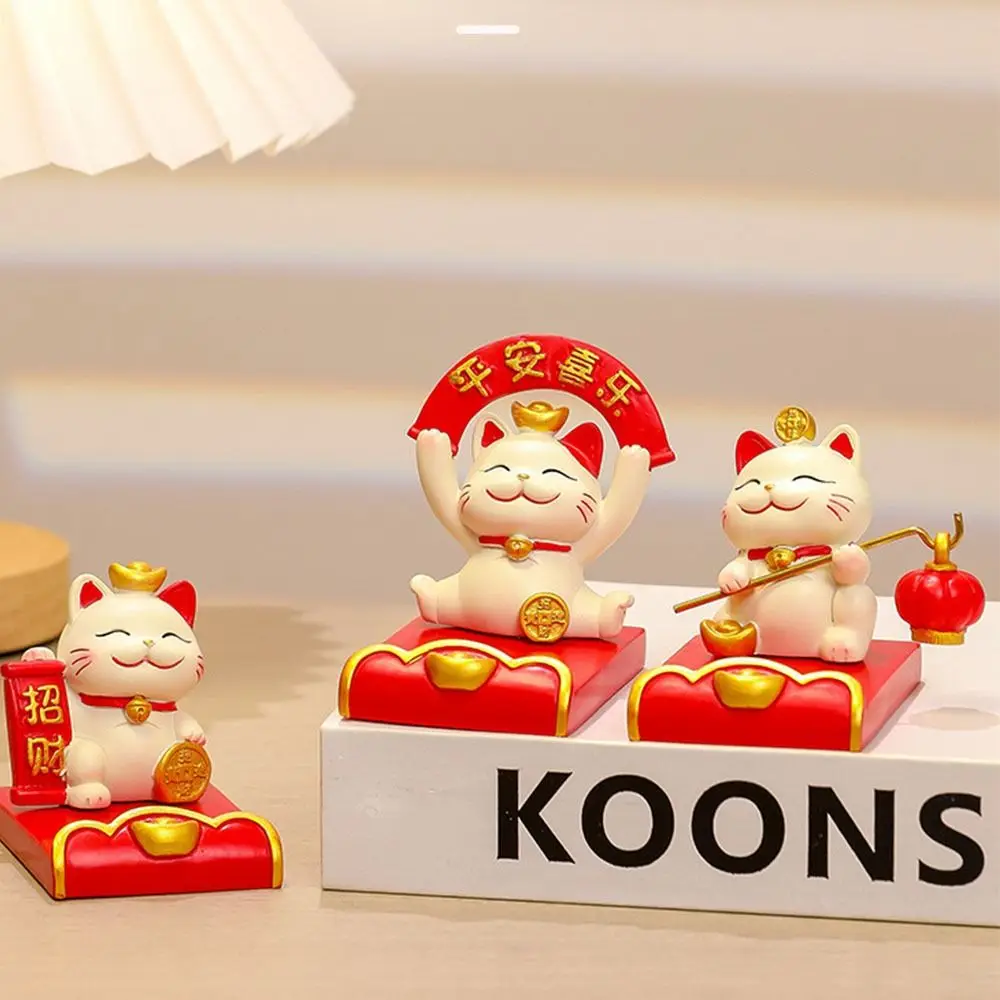 

Статуэтка, миниатюрные предметы, держатель для телефона Lucky Cat, изделия из смолы, изысканная подставка для мобильного телефона с животными, реалистичный китайский стиль