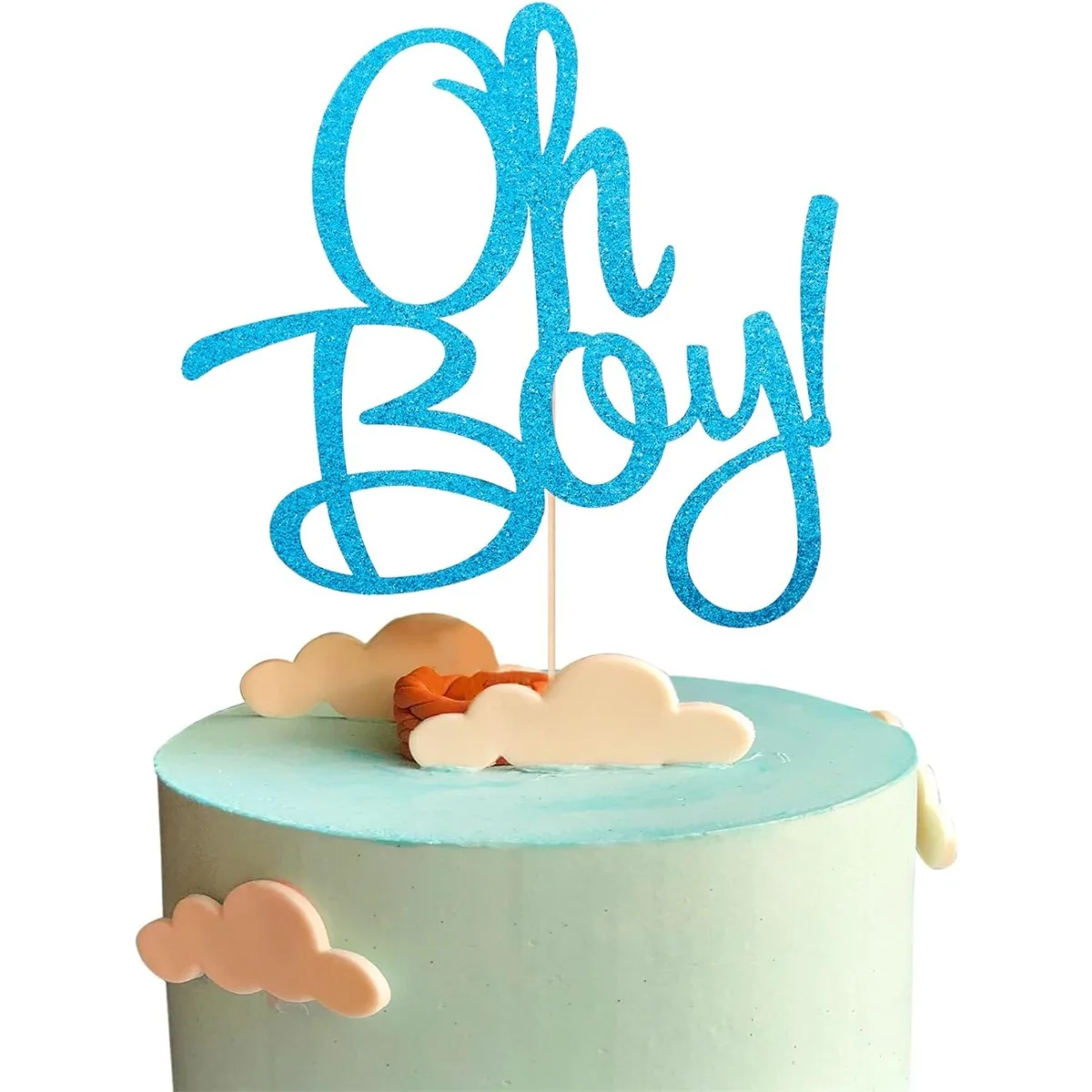عبوة واحدة من قطعة علوية للكيك باللون الأزرق أوه بوي، قطعة علوية لتزيين حفلات كعكة استحمام الطفل من أجل It'a A Boy Baby Boy #6