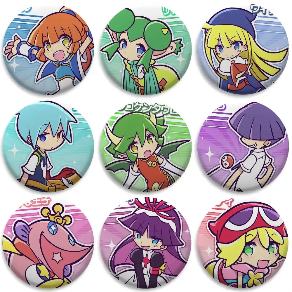 

Game P-Puyo P-Pop F-Fever Sig Badges Round Exquisite Badge Brooches Creative Pins For Clothes Hat Backpack Gift Accessories