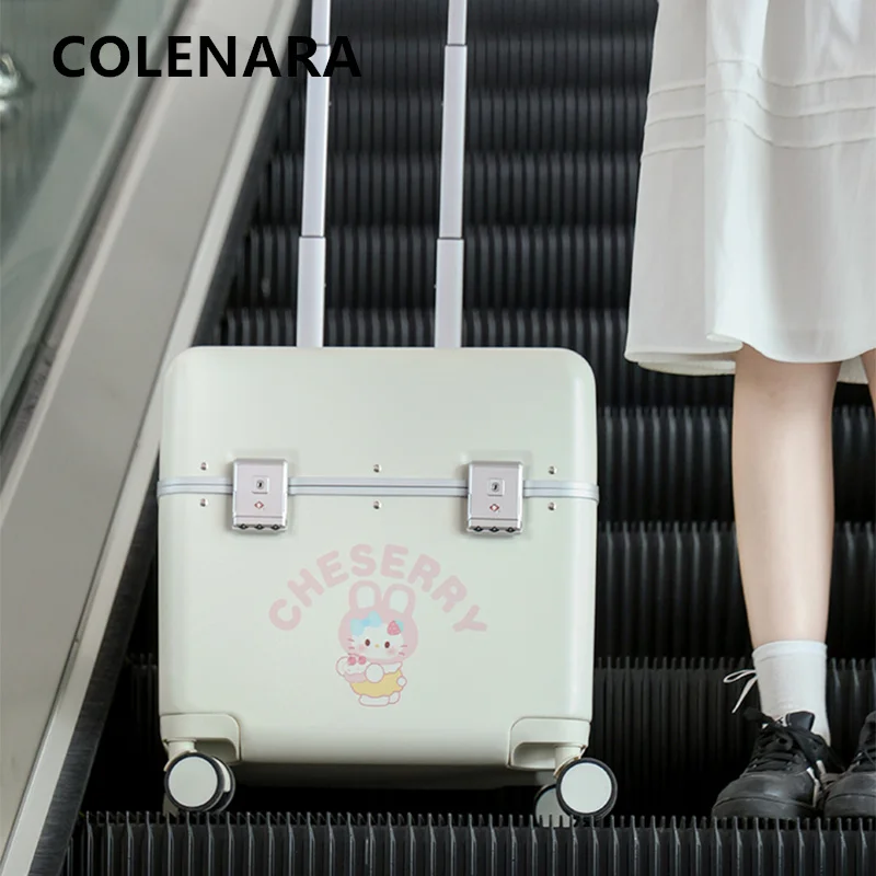 COLENARA Women's Suitcase Large-capacity Boarding Box 20-inch Aluminum Frame Trolley Case Students Password Box Cabin Luggage