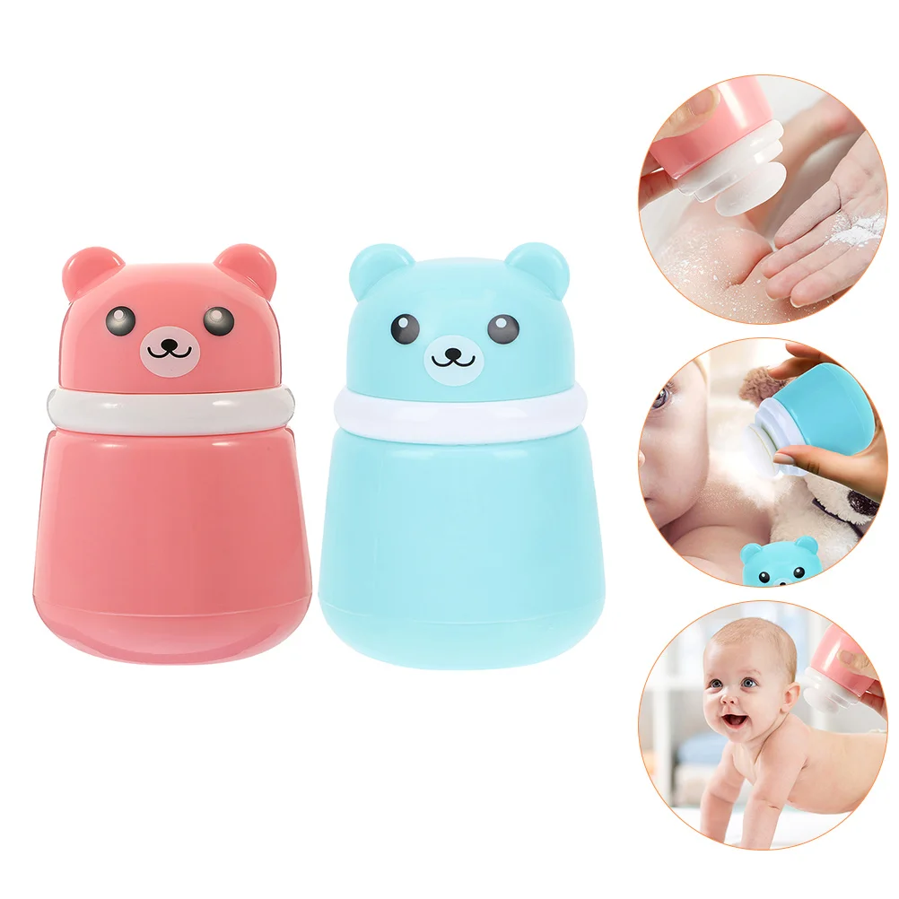 2 Pcs Baby Puff Box Travel Powder Jar Makeup Container Toddler Bottle Holding Case Storage