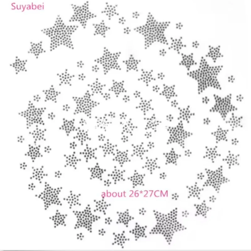 

2PC/Lot Iron on Rhinestone Patch Appliques Star Design Fashion Motif Hot Fix Crystal Transfers for Clothing Accessories