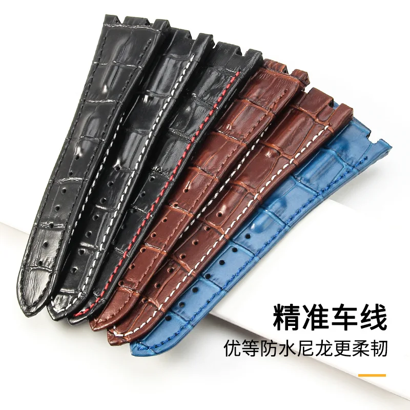 Top layer Genuine Leather watch Strap for AP Audemars 15400 15703 Royal Oak Offshore Series Male 28mm Black Brown Watch Band
