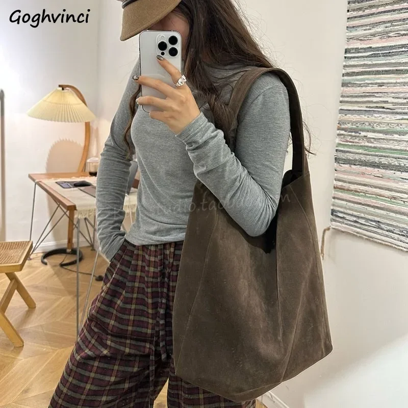 Large Capacity Shoulder Bags Women Shopping Bag Portable Multi-function Simple Fashion Korean All-match Handbag Vintage Newly