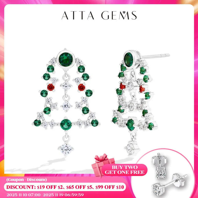 

Серьги-гвоздики Attagems с рождественской елкой, серебро 925 пробы, позолоченные 18 карат циркониевые серьги для женщин и девочек, вечерние ювелирные украшения