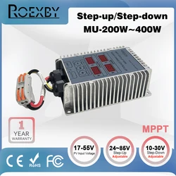 400W Step-up/Step-down MPPT Solar Battery Charge Controller Input 17v-55V Output 10V-85V Real-time Tracking LED Display Adjustab