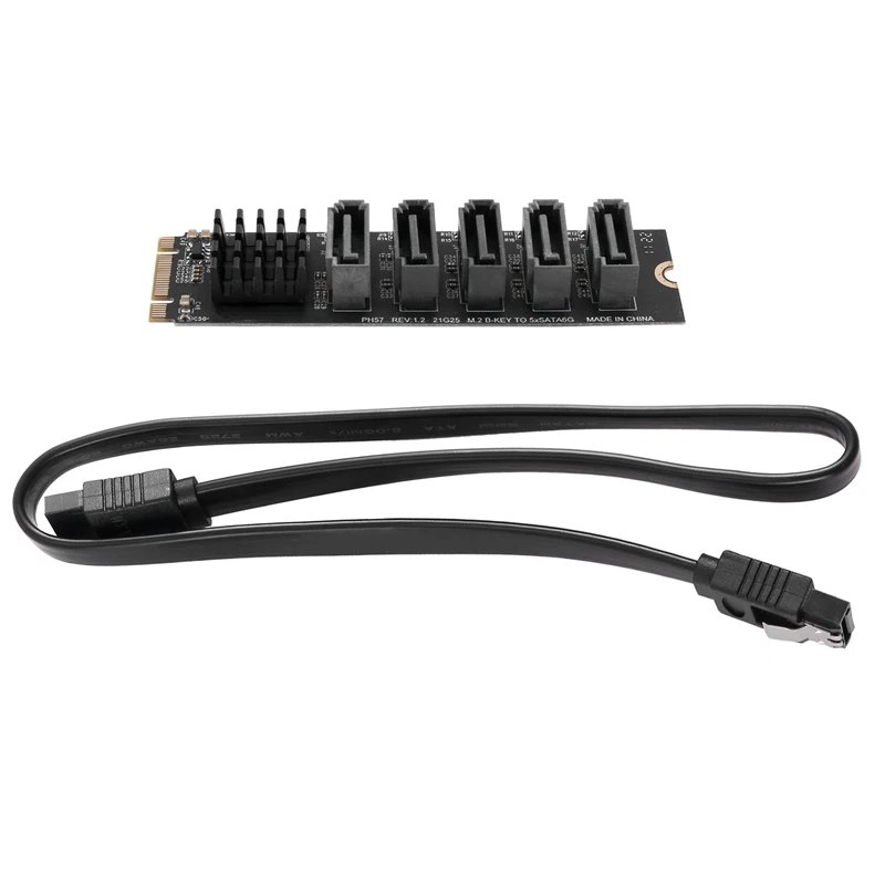 

M.2 NGFF Riser Card M.2 NGFF B-Key Sata To SATA 3 5 Port Expansion Card +SATA Cable 6Gbps Expansion Card Support HDD SSD