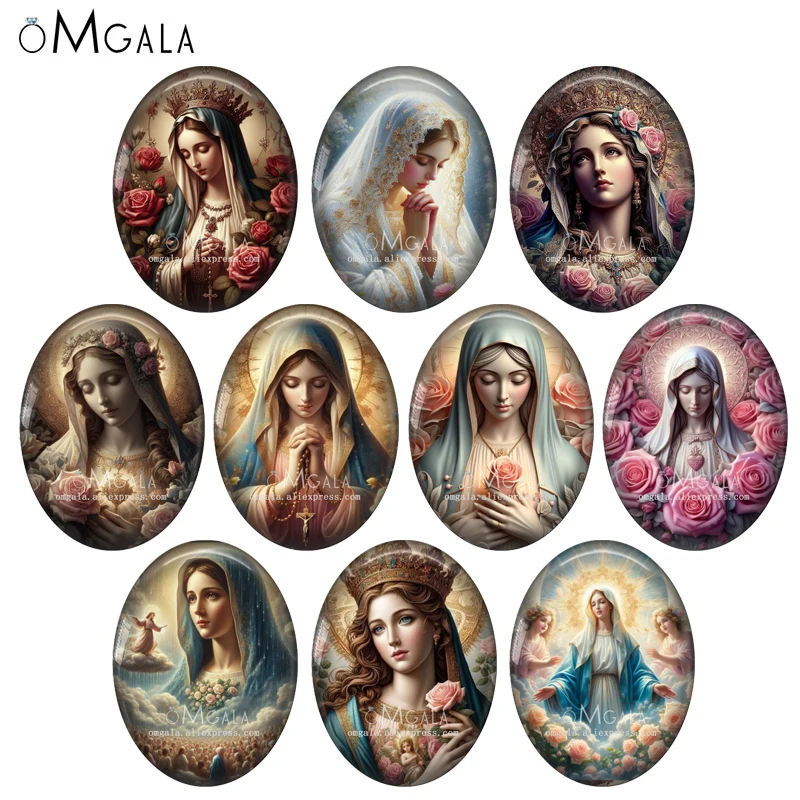 Новые винтажные картины Our Lady Дева Мария 13x1 8 мм/18x2 5 мм/30x40 мм овальные фото стеклянные кабошоны демонстрационные изделия с плоской задней стороной