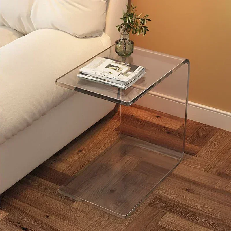 

Acrylic Glass Coffee Stools Table Living Room Sofa Small Side Table Family Sofa Stool Change Shoes Footstool Bench Home Decor