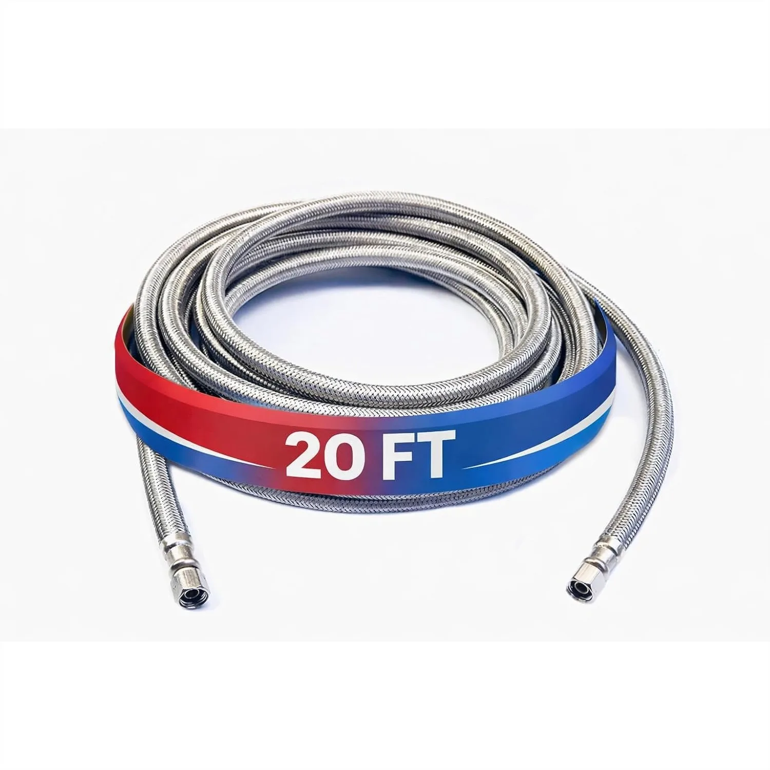 

Refrigerator Icemaker Hose 20ft - Universal Fit Water Supply Line with 1/4" Connections - Stainless Steel Braided for Ice &