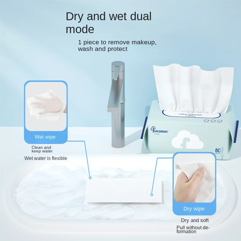

Baby Cotton Soft Towel Plain Weave 80 Disposable Face Wash Towel Baby Cotton Soft Towel Dry Wet Dual-use Towel Can Wipe Buttocks
