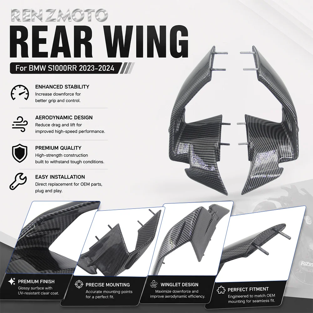 For BMW S1000RR 2023 2024 S1K Motorcycles Aerodynamic Wing Kit Spoilers Winglet Accessories Side Fairing Fixed Rear Wing Parts