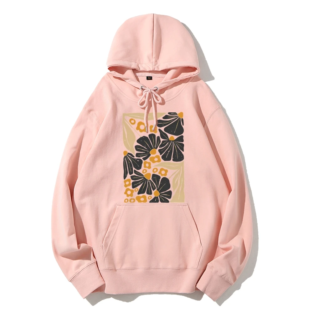 Vintage Loose Outfit Hooded Sweater Pure Cotton High Quality Graphic Flower Print Fashion Trend Designer New Hoodie Sweatshirt