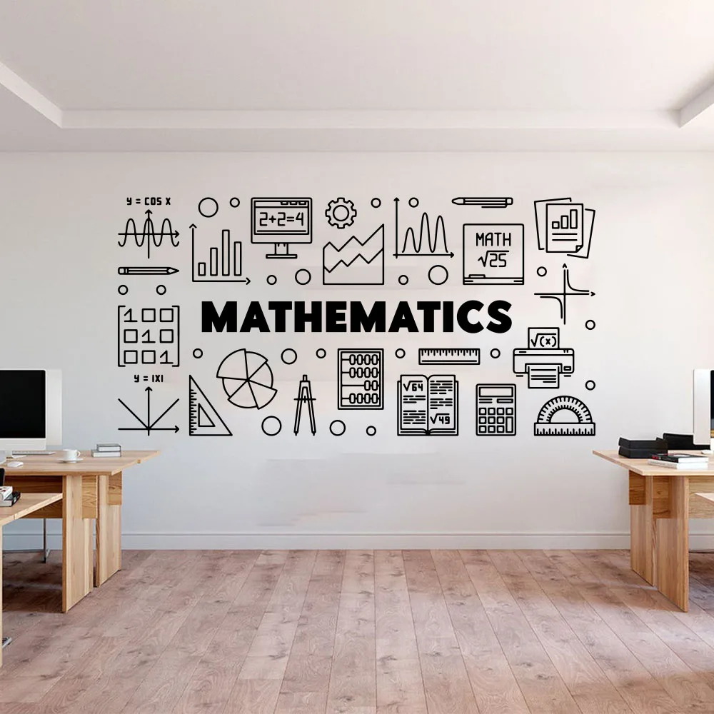 Mathematics Education Science Wall Sticker School Classroom Library Technology Inspirational Quote Wall Decal  Decor