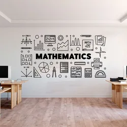 Mathematics Education Science Wall Sticker School Classroom Library Technology Inspirational Quote Wall Decal  Decor