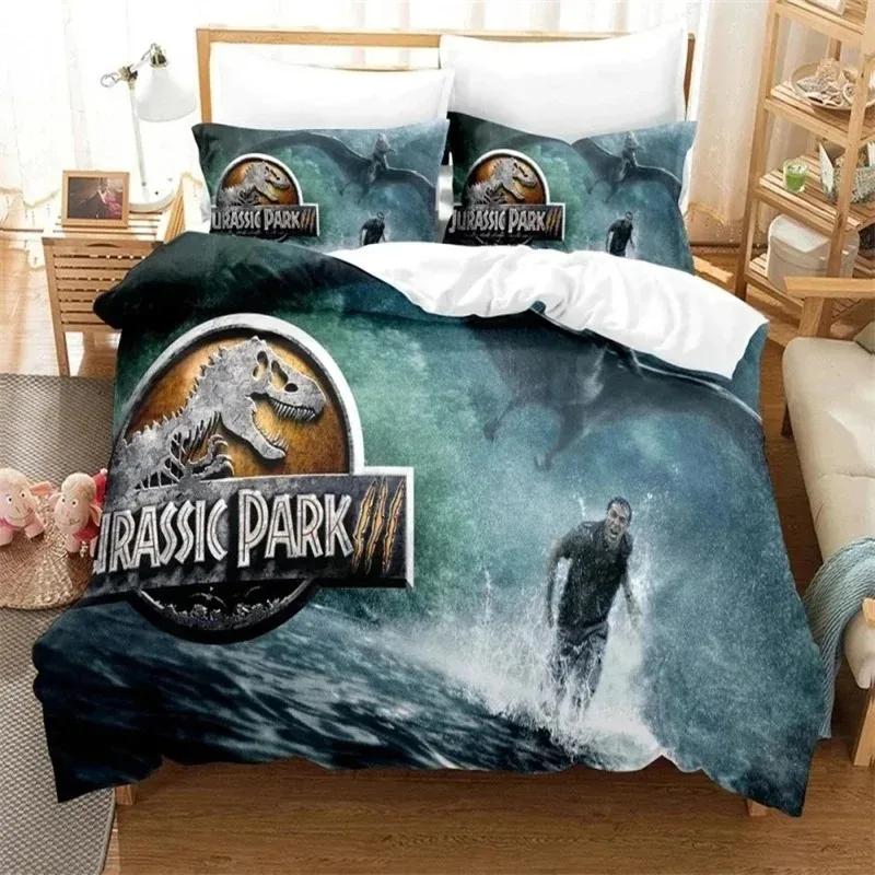 

Red Jurassic Park Bedding Set Cartoon Home Textiles For Kids Bed Set Comforter Cover Bedroom Set Queen Dinosaur Duvet Cover