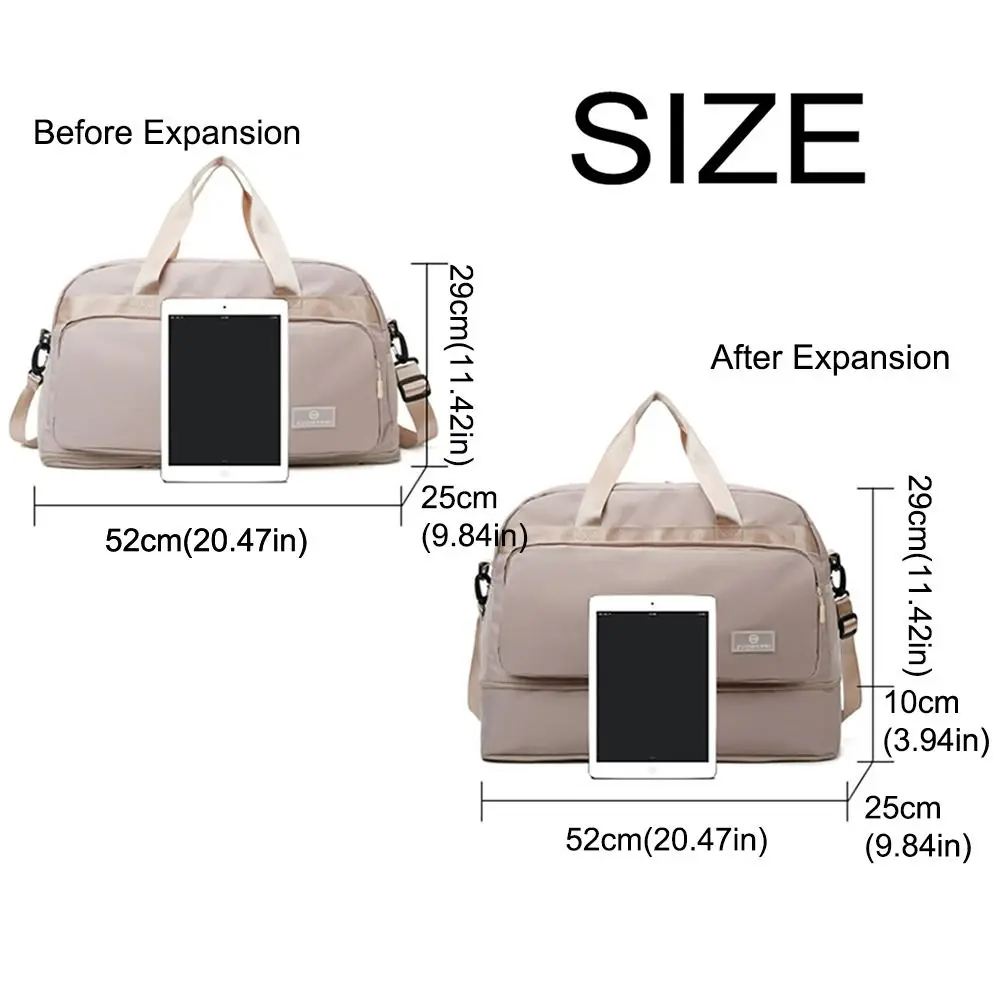 Expandable Travel Duffel Bag Crossbody Large Capacity Travel Luggage Bag Durable Wear Resistant Women's Fitness Handbag