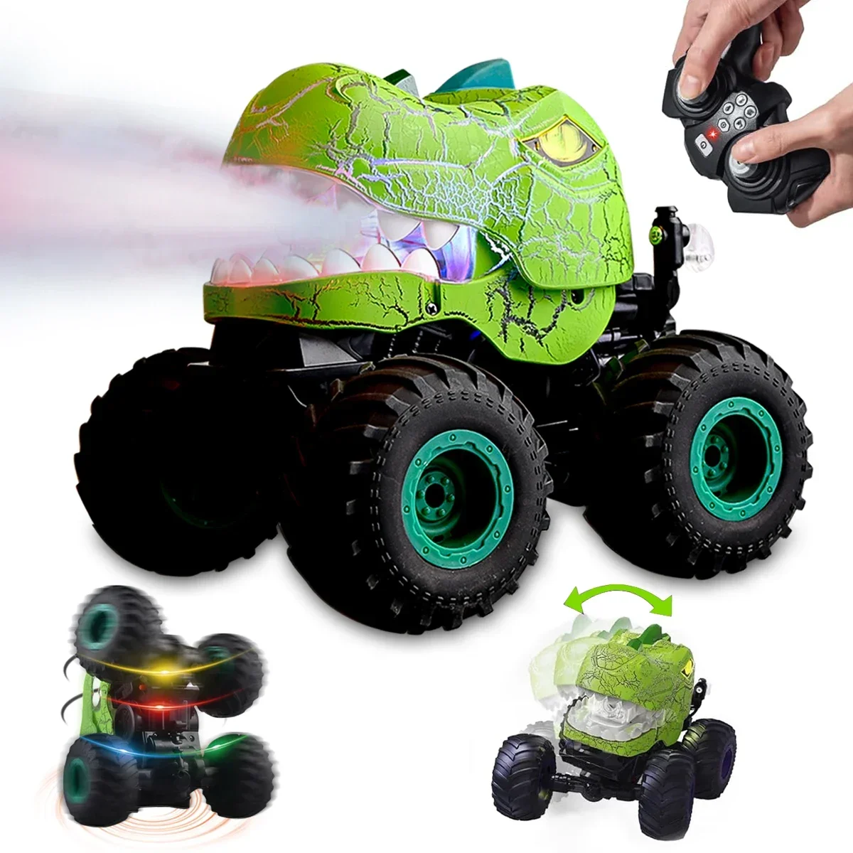 

Dinosaur Remote Controlled Car, 2.4GHz Monster Trucks Toys with Light Sound Spray, All Terrain RC Cars for 3+ Boys and Girls