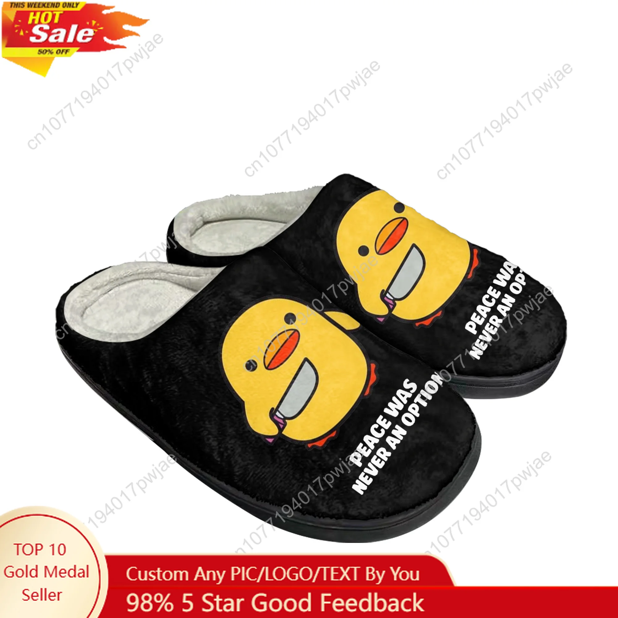 

Peace is never an option Cute animals Home Cotton Slippers Mens Womens Plush Bedroom Winter Keep Warm Cotton Slipper Shoes