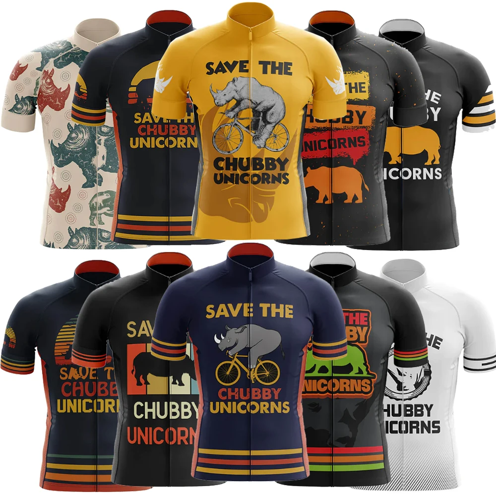 Chubby Unicorns Cycling Jersey for Men Short Sleeve Reflective MTB Maillot, Downhill Pro Team, Mountain Bicycle Clothing, Summer