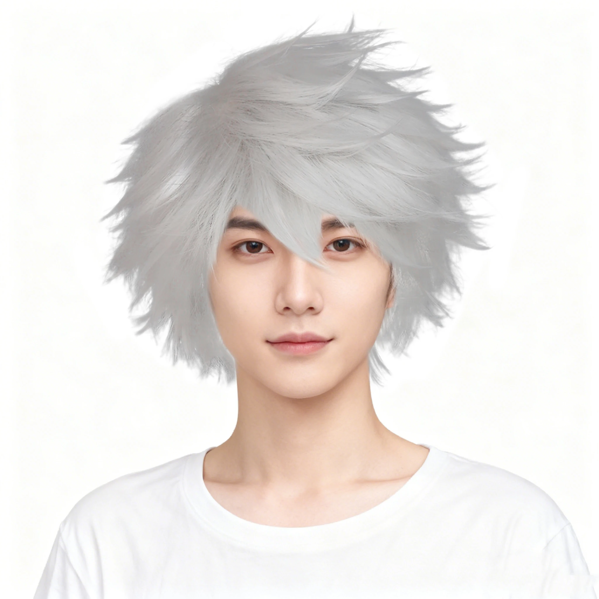 

Men's Short Silver Spiky Cosplay Wig for Anime Role Play, Synthetic Hair Wig for Costume Parties and Cosplay Events