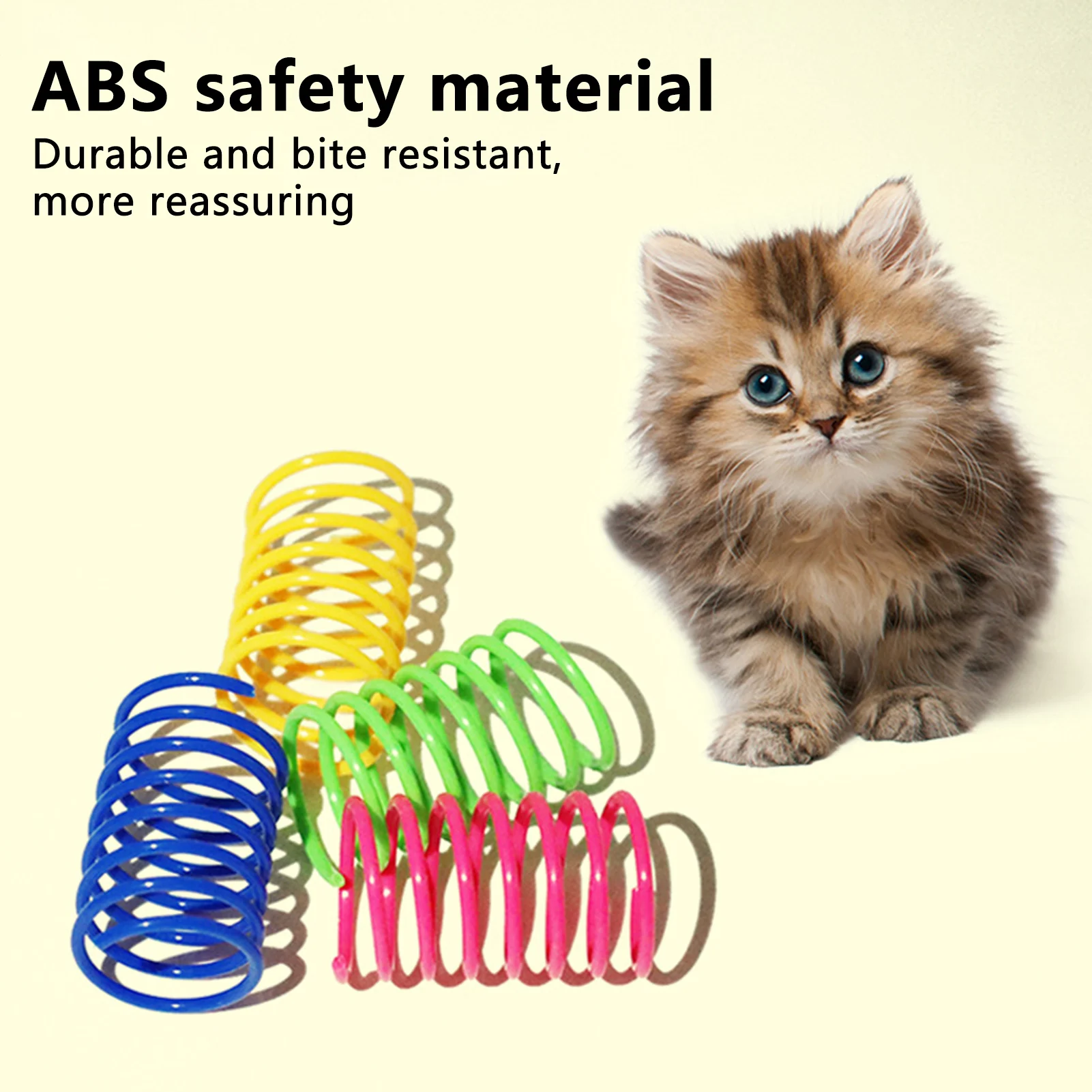 Bouncing Cat Spring Toy Colorful for Indoor Play Activity Interactive Plastic Kitten Toys Pet Entertainment 4pcs Set Durable