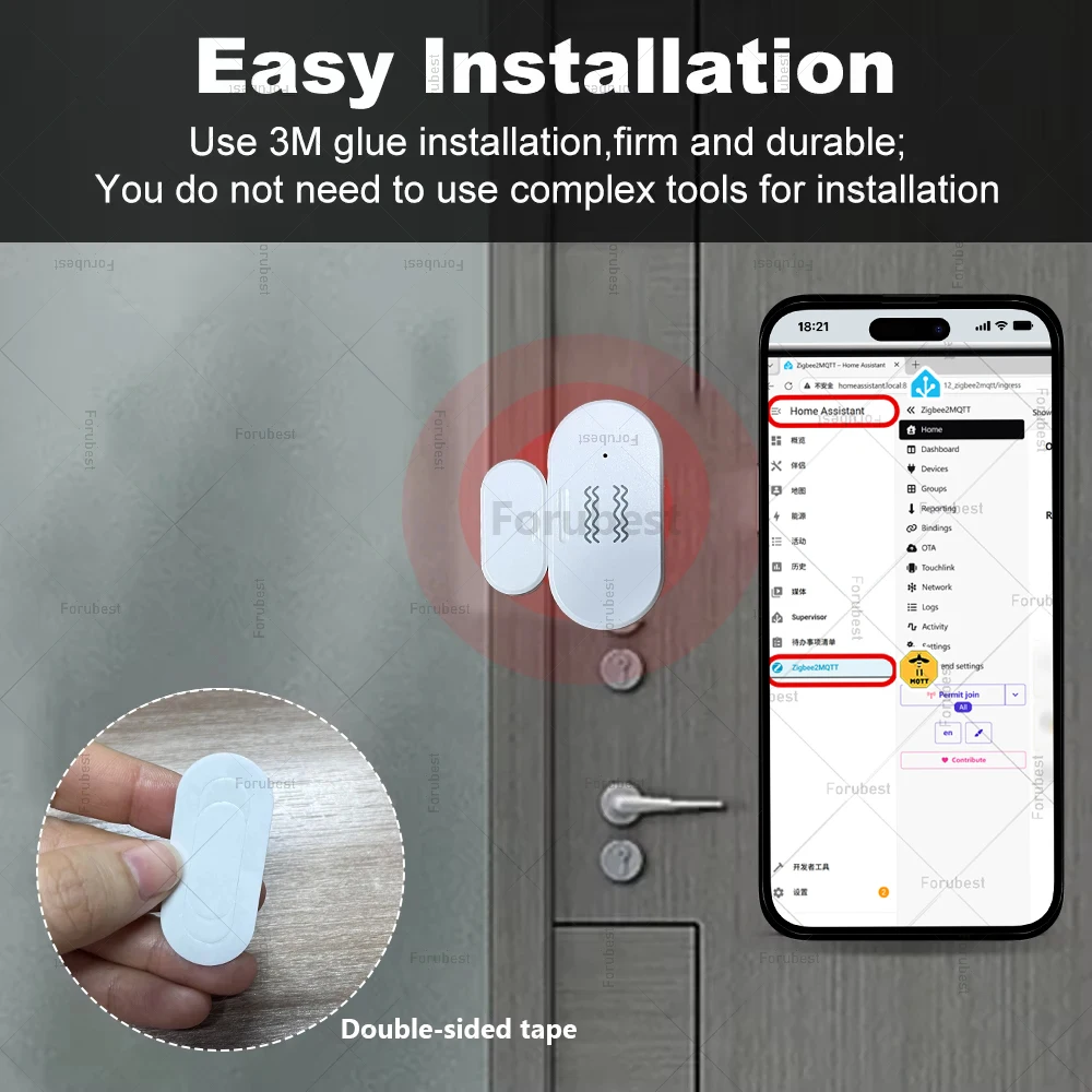 Smart ZigBee Door Window Sensor With Luminance/Vibration Detection Smart Home Door Detector Open / Closed Alarm For Alexa Z2mqtt