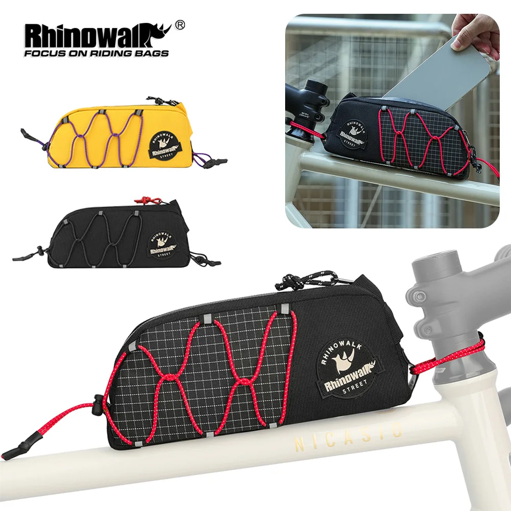 Rhinowalk Bicycle Top Tube Bag Phone Frame Bag Cycling Tool Storage Bolt Strap Mount Bike Accessories For MTB Road Gravel Bike